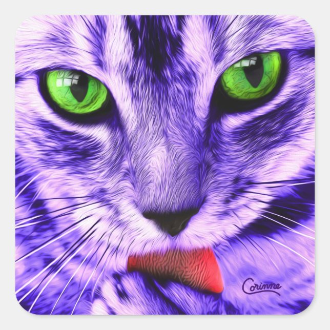 Purple Cat - Envelope Stickers (Front)