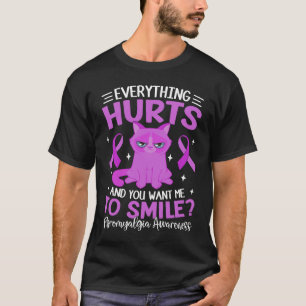 Purple Cat For Women Everything Hurts Fibromyalgia T-Shirt