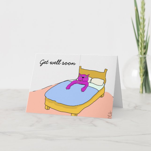 Purple Cat Get Well Bientôt carte (Devant)