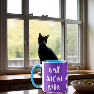 Purple Cat Mom Life Cute Typography Mother's Day Mug