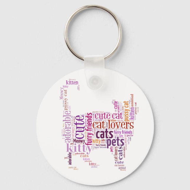 Purple Cat text design Keychain (Front)