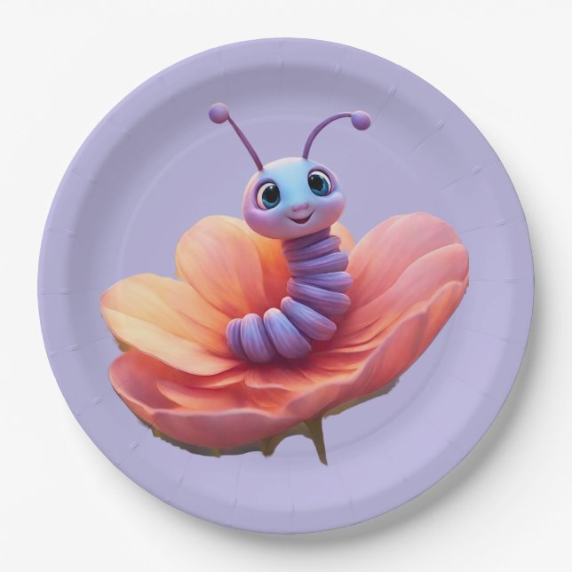 Purple Caterpillar Paper Plate (Front)
