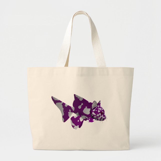 Purple Catfish Large Tote Bag (Front)
