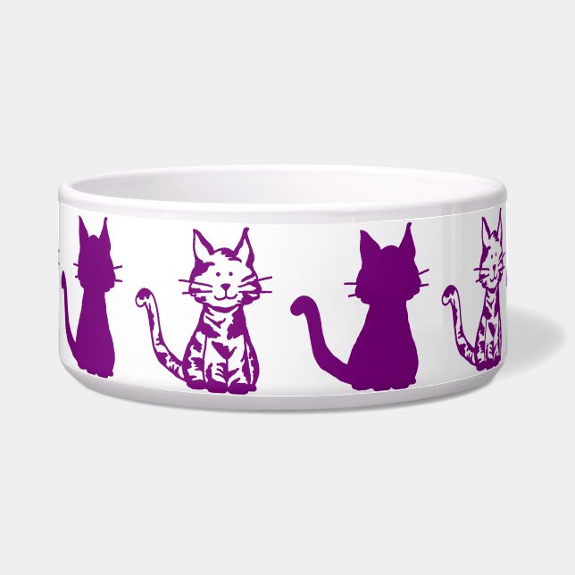 Purple Cats Pattern Large Pet Bowl (Front)