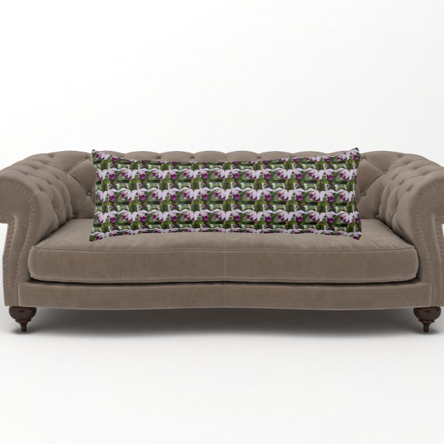 Purple Cattleya Orchids Floral Pattern Body Pillow (In Situ)