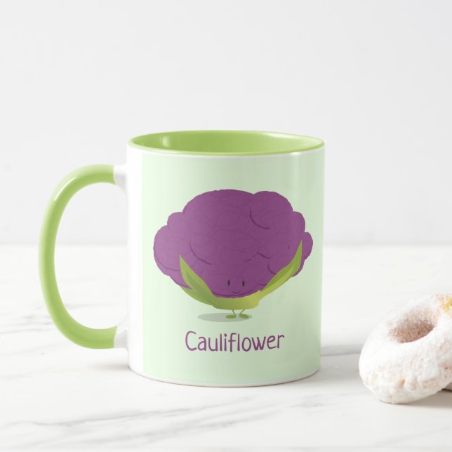 Purple Cauliflower Vegetable Food Mug (With Donut)