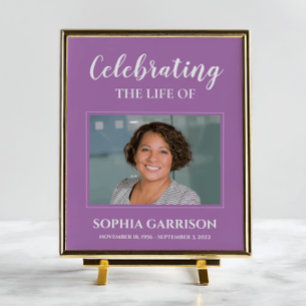 Purple Celebration Of Life with Photo Funeral Poster