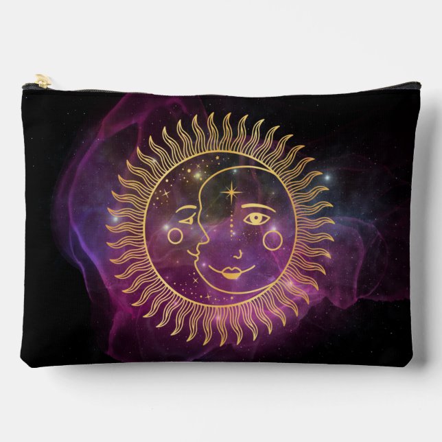 Purple Celestial Sun and Moon Accessory Pouch (Front)