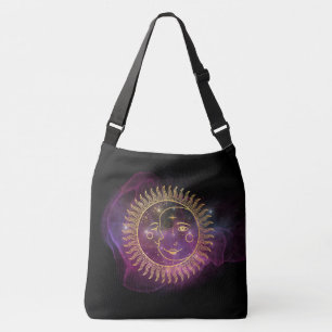 Purple Celestial Sun and Moon Crossbody Bag