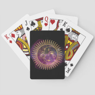 Purple Celestial Sun and Moon Playing Cards