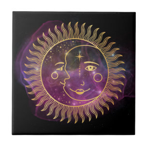 Purple Celestial Sun and Moon Tile