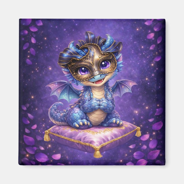 Purple Celestial Whimsical Dragon Magnet (Front)