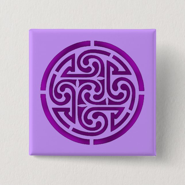 Purple Celtic Knot Design 2 Inch Square Button (Front)