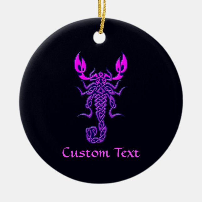 Purple Celtic Knot Scorpion Ceramic Ornament (Front)