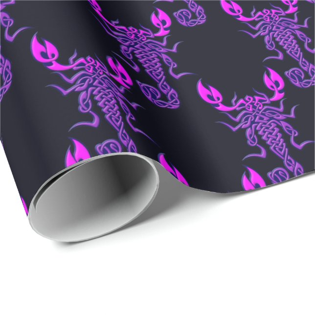 Purple Celtic Knot Scorpion Wrapping Paper (Roll Corner)