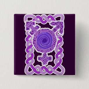 Purple Celtic Knotwork Transgender Symbol 2 Inch Square Button