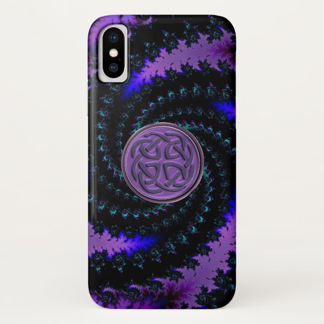 Purple Celtic Spiral Fractal iPhone X Case (Back)