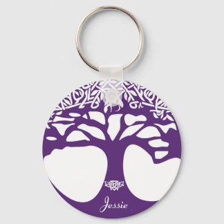 Purple Celtic Tree of Life Key Ring Customizable
