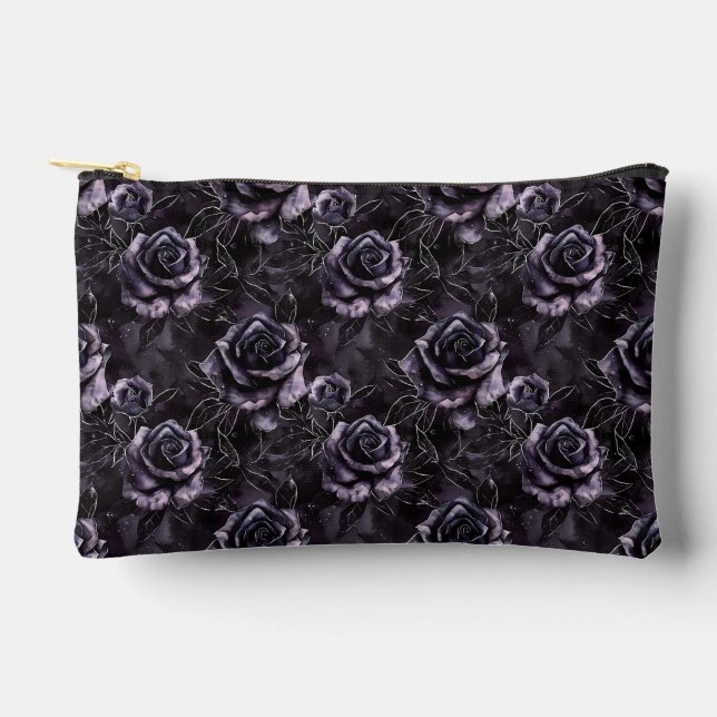 Purple Cemetery Roses Gothic Occult Accessory Pouch (Front)