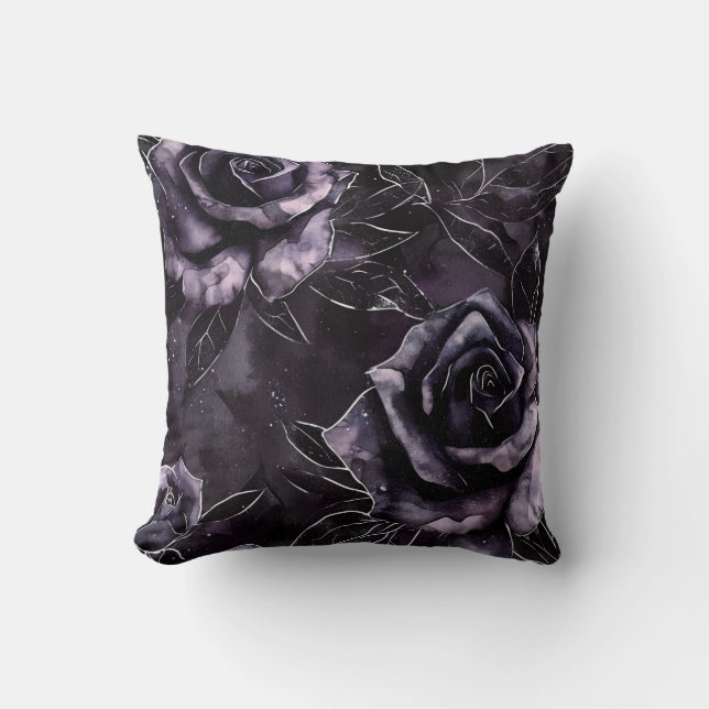 Purple Cemetery Roses Gothic Occult Throw Pillow (Front)