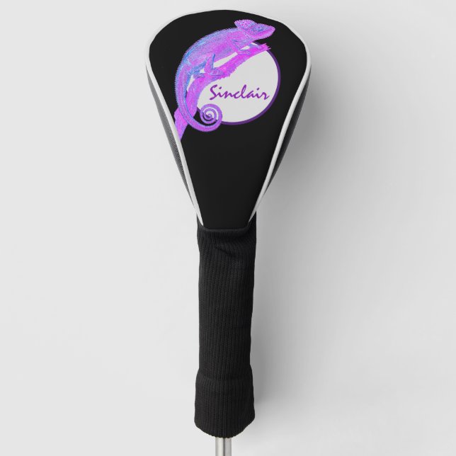 Purple Chameleon with Circle Personalized Golf Head Cover (Front)