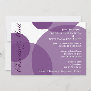 Purple Champagne Bubbles Modern Wedding Invitation