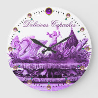 PURPLE CHARIOT OF SWANS WITH CUPCAKES AND PASTRY