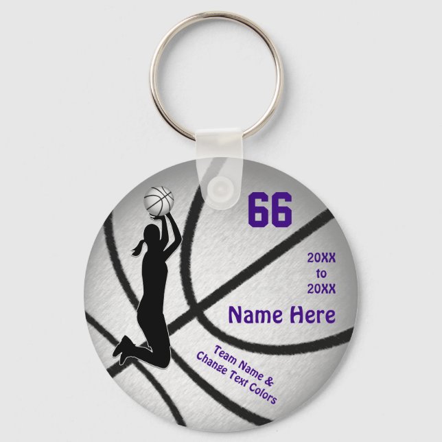 Purple Cheap Basketball Team Gifts for Girls Keychain (Front)