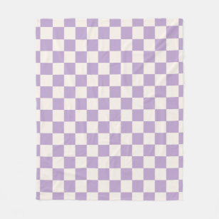 Purple Check, Chequerboard Pattern, Chequered Fleece Blanket