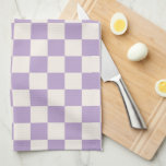 Purple Check, Chequerboard Pattern, Chequered Kitchen Towel<br><div class="desc">Chequered Pattern – purple and cream white chequerboard.</div>