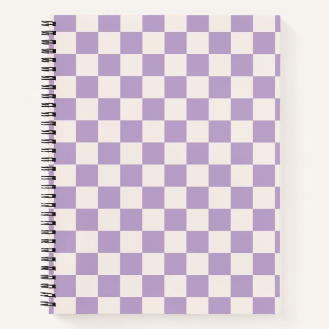Purple Check, Chequerboard Pattern, Chequered Notebook (Front)