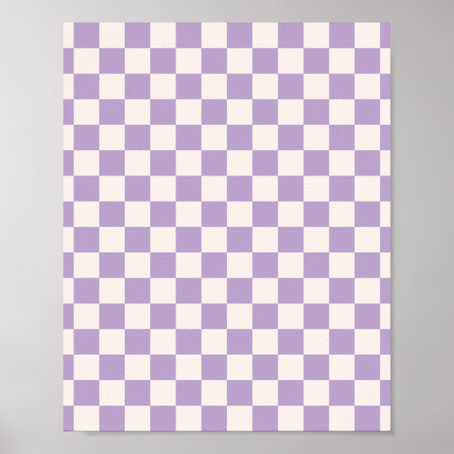 Purple Check, Chequerboard Pattern, Chequered Poster (Front)