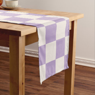 Purple Check, Chequerboard Pattern, Chequered Short Table Runner