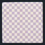 Purple Check, Chequerboard Pattern, Chequered Stone Coaster<br><div class="desc">Chequered Pattern – purple and cream white chequerboard.</div>