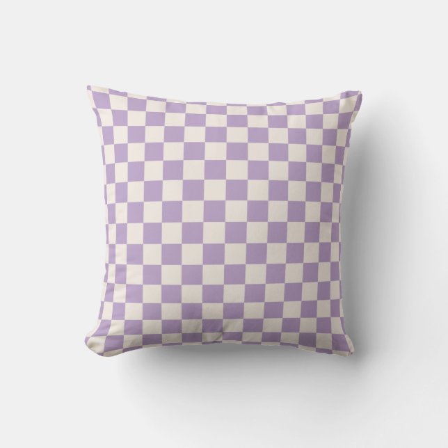 Purple Check, Chequerboard Pattern, Chequered Throw Pillow (Front)