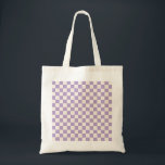 Purple Check, Chequerboard Pattern, Chequered Tote Bag<br><div class="desc">Chequered Pattern – purple and cream white chequerboard.</div>