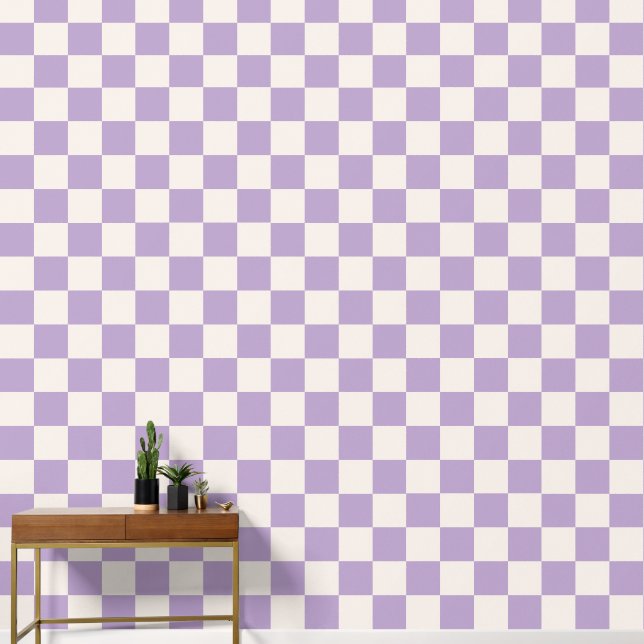 Purple Check, Chequerboard Pattern Wallpaper (Hallway)