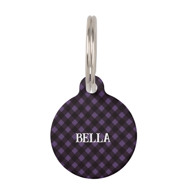 Purple Check Dog Tag (Front)