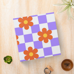 Purple Check Pattern With Orange Flower Binder