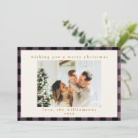 Purple Check Plaid Border 1 Photo Rustic Family