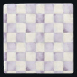 Purple Checkered Decorative Stone Coaster<br><div class="desc">Protect your surfaces in style with this stone coaster featuring an original artistic design. The artwork showcases a decorative pattern inspired by nature, vintage illustration, and timeless design elements, adding a beautiful accent to your home decor. Crafted from durable stone and professionally printed through Zazzle, this coaster is designed to...</div>