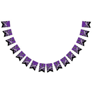Purple Cheerleader Birthday Bunting Flags