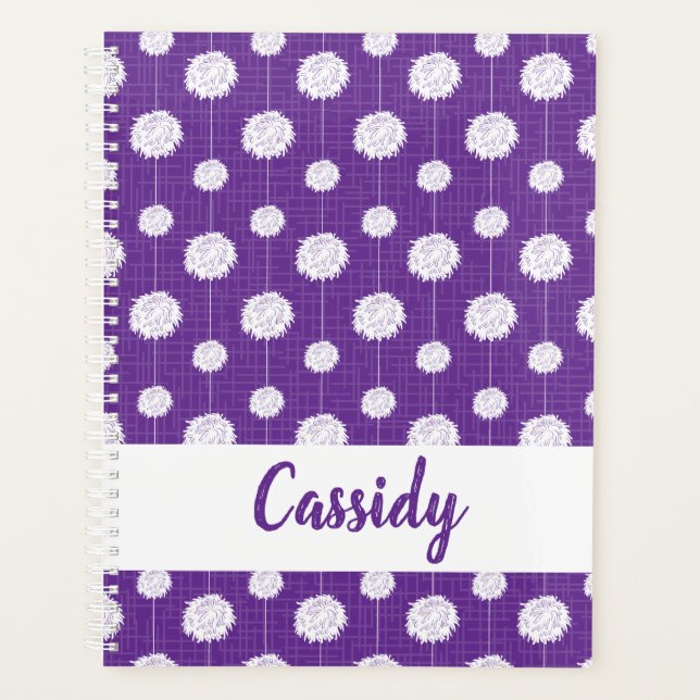 Purple Cheerleader Pom Pom Pattern Planner (Front)