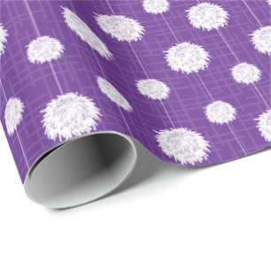Purple Cheerleader Pom Pom Pattern Wrapping Paper