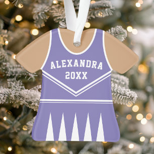 Purple Cheerleader Uniform Personalized Christmas Ornament