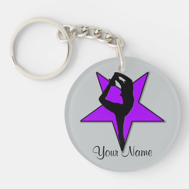 Purple Cheerleading round keychain (Front)
