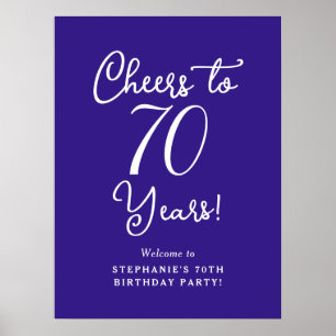 Purple Cheers to 70 Years Birthday Welcome Poster