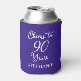 Purple Cheers to 90 Years 90th Birthday Can Cooler