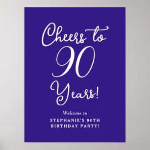 Purple Cheers to 90 Years Birthday Welcome Sign