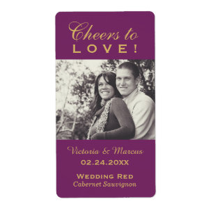 Purple Cheers to Love Mariage Photo Bouteille de v